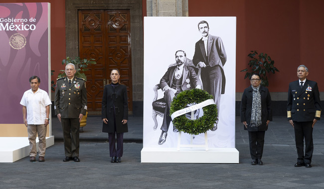 Claudia Sheinbaum encabeza conmemoración del 113 Aniversario del magnicidio de Francisco I. Madero y José María Pino Suárez