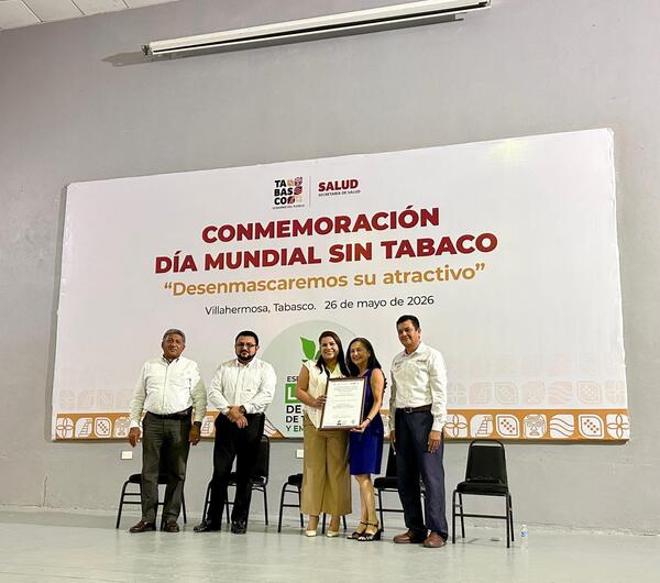 Gobierno de Centro recibe reconocimiento como Espacio 100% Libre de Humo
