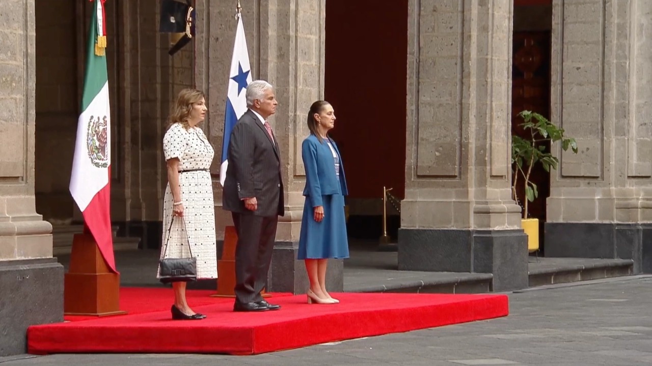 Sheinbaum recibe a presidente de Panamá, en Palacio Nacional